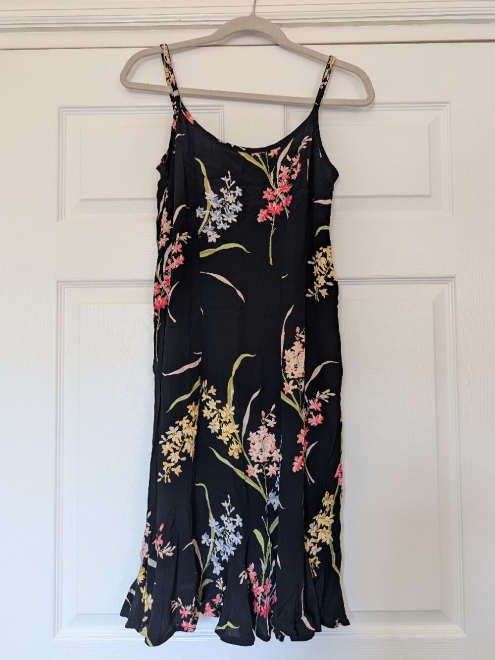 Barbara Lesser - Black Floral Midi Dress - Size Medium